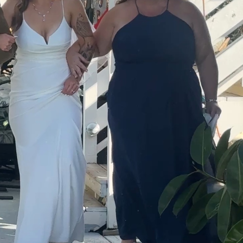 David's Bridal navy mother of the bride  Dress. Very comfortable.